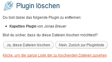 Plugin löschen