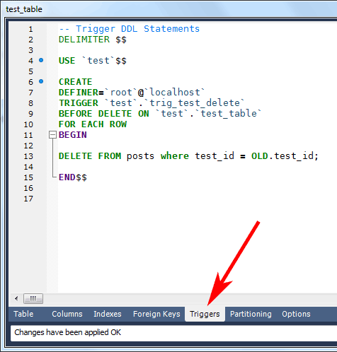 MySQL Workbench Trigger